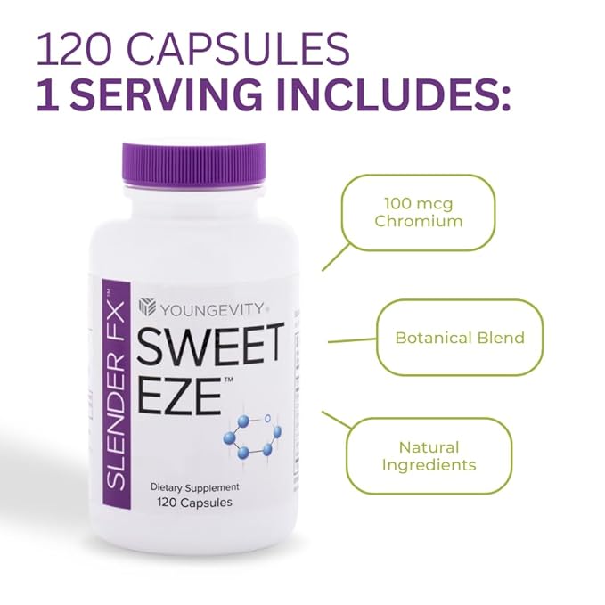 Youngevity Slender FX Sweet EZE - 4 Pack 120 Capsules per Bottle…