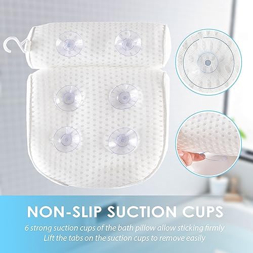 AEROiVi Luxury Bath Pillows for Tub，Bath Pillow Bathtub Pillows for Head and Neck Support Bath Cushion Made from Soft Spacer Mesh Material with Suction Cups