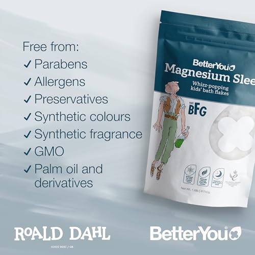 BetterYou Magnesium Sleep Kid’s Bath Flakes - Bath Salts with Popping Candy - Bath Soak with Natural Magnesium - Relaxing Lavender for Sleep - 1.6 lb