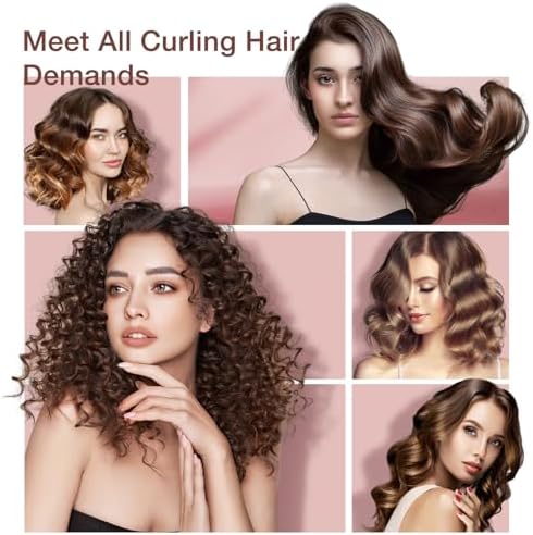 5 in 1 Curling Iron Set-Instant Heat Hair Curling Wand Set with Curling Brush,4 Interchangeable Ceramic Wands (0.35-1.25”) and Heat Protective Glove & 2 Clips for Girls and Women