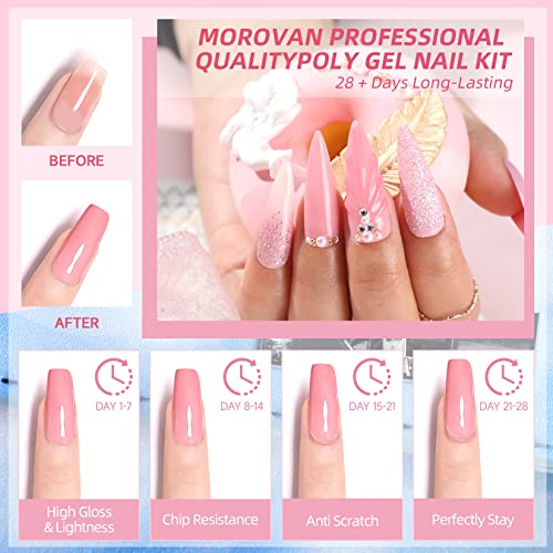 Morovan Poly Gel Nail Colors: 48 Color Poly Eextension Gel Nail Kit with Pure and Glitter Poly Nail Gel for All Season Poly Gel Nail Trendy Nail Art Design