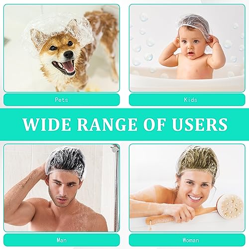 NICEMOVIC 1000PCS Disposable Shower Caps Bulk, Waterproof Thick Plastic Clear Shower Hair Cap For Women Men, Elastic Hair Processing Caps for Treatment, Spa, Hair Solon, Travel, Hotel and Home Use