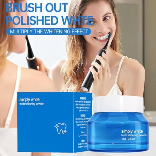 Teeth Whitening Deluxe Powder, Stain Removal, Mint Flavor, No Sensitivity, 1Pcs