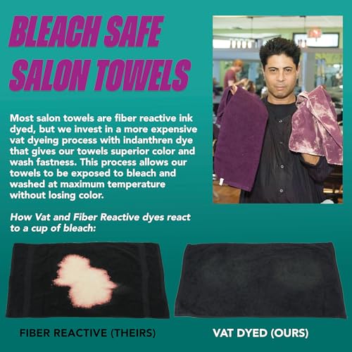 Arkwright Bleach Proof Salon Towels Bulk - Pack of 24 - Ultra Soft, Gentle Microfiber, Highly Absorbent & Quick Dry Spa Facial Towel for Hair Stylist, Nail Shop, and Esthetician, 16 x 27 in, Black