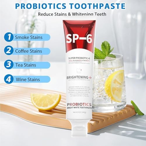 2PCS Sp 6 Probiotic Toothpaste Whitening Sp-6 Probiotics Whitening Toothpaste Fresh Flavor and Gum Health