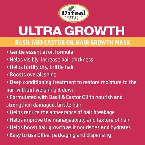 Difeel Ultra Growth Basil & Castor Hair Mask 12 oz.