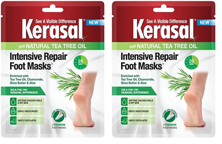 Kerasal Intensive Repair Foot Mask Foot Mask for Cracked Heels and Dry Feet, Single (Pair), 1 Count (Pack of 2)