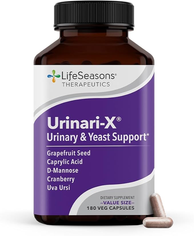 Urinari-X - Urinary Tract Support - Fast Acting UTI Relief - Vitamin Supplement for Healthy Bladder Function & Immunity - D-Mannose, Cranberry, Caprylic Acid, Uva Ursi & Grapefruit - 180 Capsules