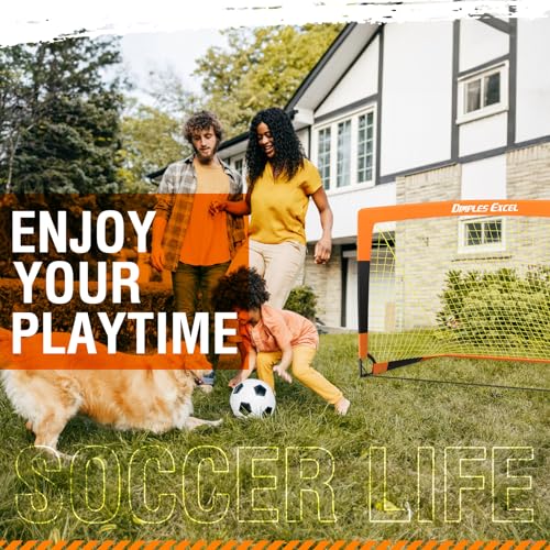 Dimples Excel Soccer Goals Kids Soccer Net for Backyard (3x2.2 FT 1 Pack, Orange Black)