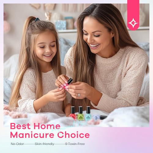 Non Toxic Nail Polish Set: Organic Nail Polish Kit Air Quick Dry Fingernail Lacquer Manicure Regular Rainbow Nail Pack Summer Spring Gift Set for Kids Girls Women