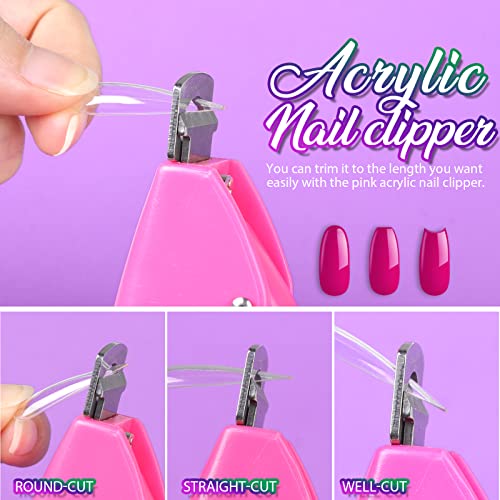 Teenitor Clear Stiletto Nail Tips Full Cover, Long Stiletto Nails Tips For Acrylic Nails, 600 Pcs Almond Stiletto Shape Fake Nails Tips With Glue, Acrylic Nail Clipper, Nail Stand Clear Glue On Nails
