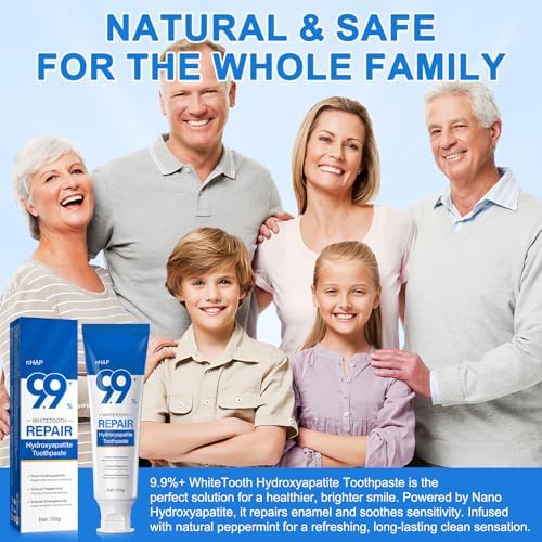 9.9% Hydroxyapatite Toothpaste - 2 Pack, Protects Enamel and Strengthens Teeth, Cleans and Cares for Oral Health, Freshens Breath, Non-Irritating, Natural and Safe, 8.46 Oz