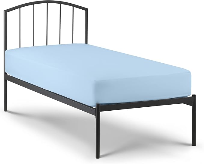 4 PC Cot Sheets 30x75, 100% Cotton Fitted Cot Sheet- Perfect for Narrow Twin/Rv Bunk/Camping Cot/Guest Bed Replacement, Sheets for Cot Bunk Bed-Fits Upto 6-8" Deep Mattress- Light Blue Solid