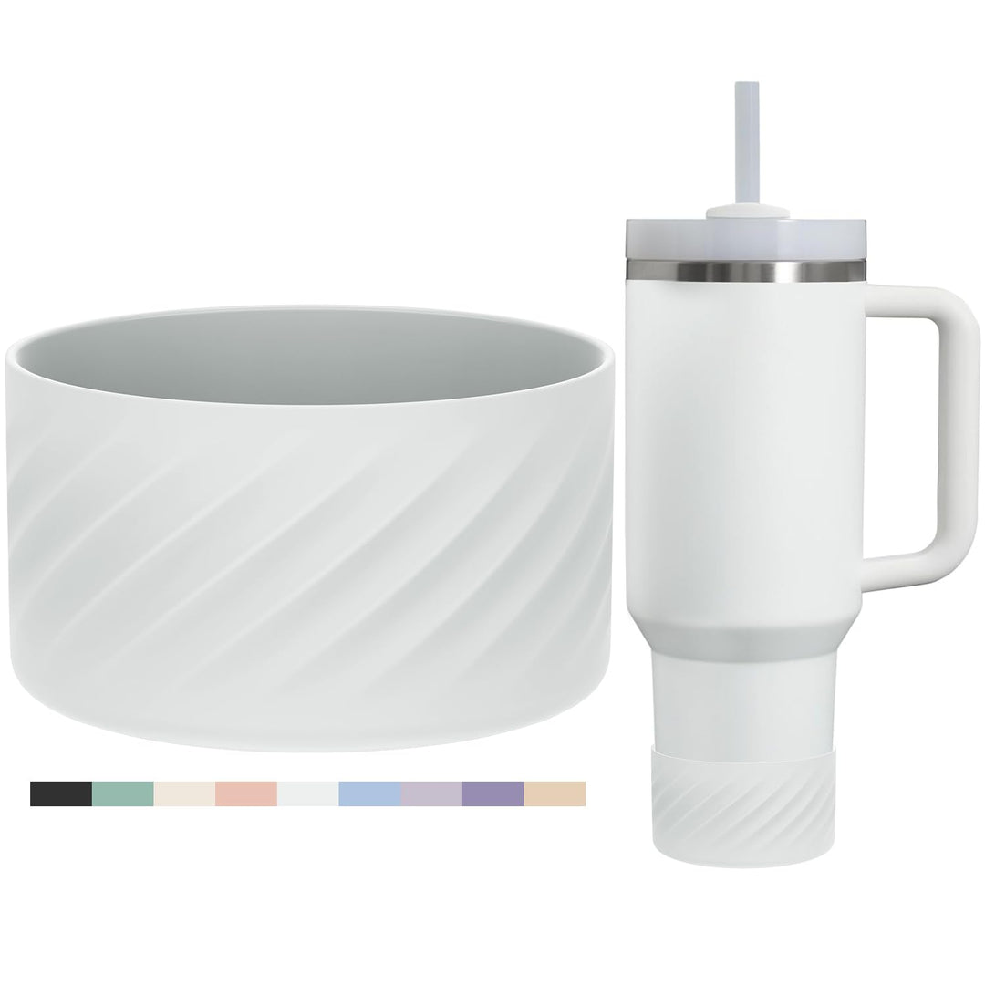 Affute Protective Silicone Boot for Stanley Quencher H2.0 40 oz & IceFlow Flip 20 oz 30 oz and hydroflask 12-24 oz, Anti-Slip Bottle Bottom Sleeve Cover (Frost)