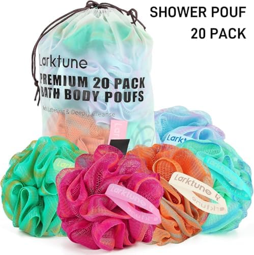 20 Pack Mini Shower Loofah Bath Sponge 20G, Soft Travel Size Nylon Mesh Puff for Body Wash, Loofah Shower Exfoliating Scrubber Pouf for Women and Men, Full Cleanse, Beauty Bathing Accessories