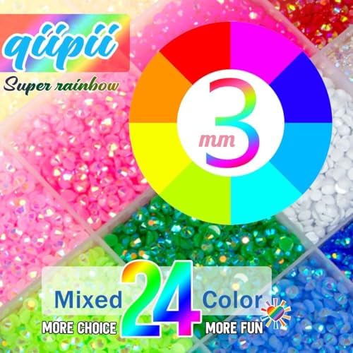 3 Boxes 24 Color 3mm 4mm 5mm Jelly Resin Rhinestones w B7000 Glue for Bedazzling Crafting Flatback Colorful Stones Gems Diamonds Charms for Nails Face Makeup Tumblers Bottles DIY Crafts Clothes