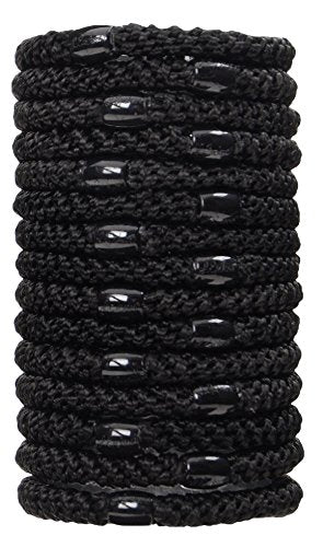 Black Hair Ties for Thick Hair, Grab & Go Pony Tube, 15 Pack, Black Pack, Thick No-Crease Bands with Strong Hold, Damage-Free Design, Sleek Everyday Style | L. Erickson