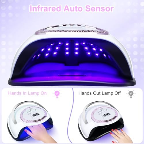 288W UV Nail Lamp, LKE Nail Dryers Professional UV LED Nail Lamp UV Light for Gel Nails with 66pcs Light Beads 4Timers LCD Display and Auto Sensor for Salon and Home