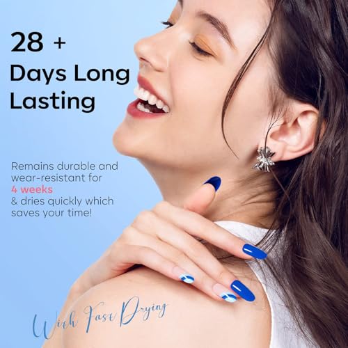 modelones Blue Gel Nail Polish Set 6 Colors, Royal Blue Sky Blue Glitter Navy Blue Nail Gel Polish Kit Light to Dark Shades Soak Off Pastel Spring Nail Art Gel Salon DIY Manicure Gift for Women Girl