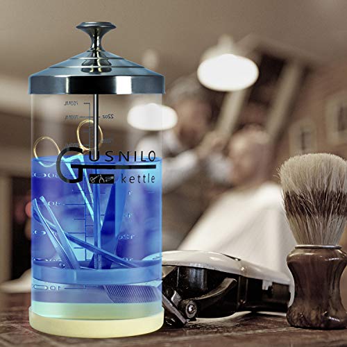 Gusnilo Barbicide Jar 30 Oz with Stainless Steel Tray, Barber Sanitizing Jar, Salon Disinfectant Jar for Nail Tools, Hair Salon,Spa