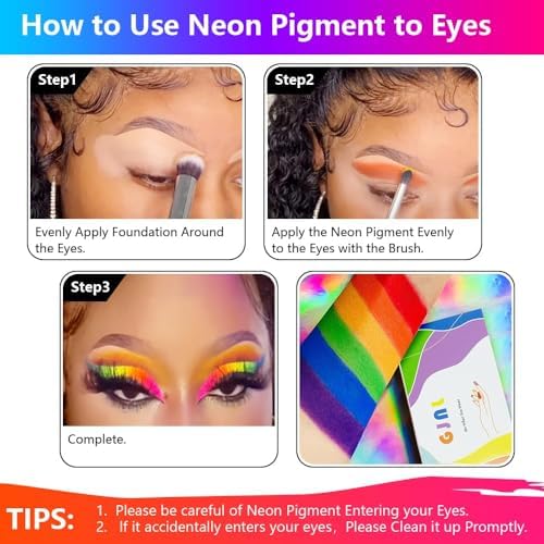 Neon Pigment Powder for Nails Eyeshadow - 36 Colors Fluorescent Neon Rainbow Smoke Nails, 3D Nail Art Pigment Powder for Acrylic Nails, Halloween Neon Makeup Pigment Eyeshadow Liner