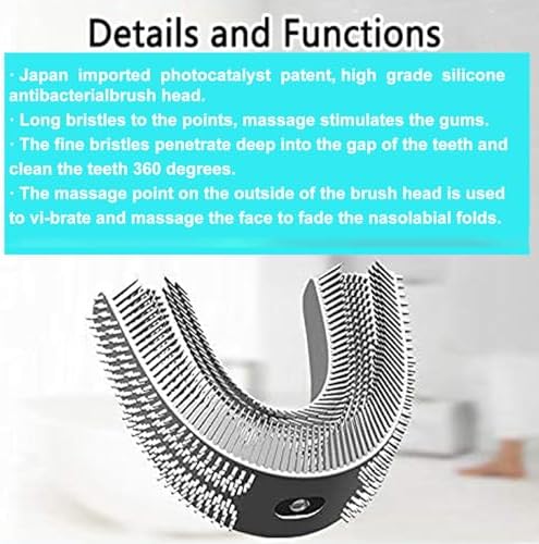 2 Pcs Silicone U-Shaped Brush Head Replacement Compatible with U-Shaped Toothbrush,360 Degree Silicone Head Teeth Cleaning for Sonic Toothbrush Tool Head Accessories for Adults