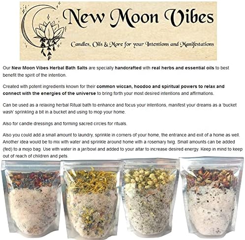 Attraction Abundance Essential Oils Herbal Spell Ritual Bath Salts with Real Herbs Botanicals Infused Enhance Beauty Love Power Control Success Confidence Attain Dreams Goals Self Love Acceptance