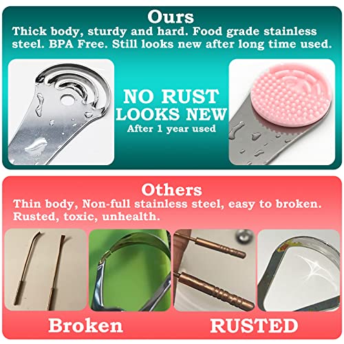 2 pcs Tongue Scraper Cleaner, Moosec Bad Breath Treament Get Rid of White Tongue, 100% BPA Free - Pink&Green…