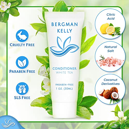 BERGMAN KELLY Hotel Conditioner (1 Fl Oz, 100 PK, White Tea), Delight Your Guests with Revitalizing and Refreshing White Tea Travel Conditioner, Quality Small Amenities Hotel Toiletries in Bulk