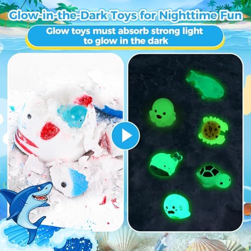 Bath Bombs for Kids, 3.5oz Large Shark Bath Bomb with Toys Inside, Boys Bath Bomb with Surprise Inside, Organic Natural Bubble Bath Fizz for Kids, 6 Pack