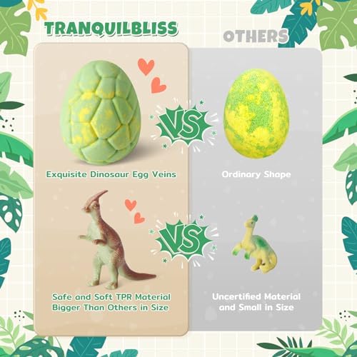 Dino Egg Bath Bombs for Kids with Surprise Inside, 6 Packs Dinosaur Bath Toys Set for Boys,Girls, Bubble Fizzies, Educational Birthday & Christmas Gift Ideas
