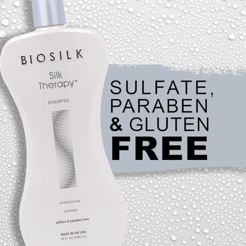 BioSilk Silk Therapy Shampoo, Gentle Hair Cleanser Delivers Healthy & Shiny Hair, Great For All Hair Types, Sulfate, Paraben, & Cruelty-Free, 34 Oz