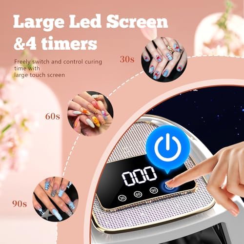 Cordless Rechargeable Nail Lamp 288W, Rechargeable UV Nail Dryer Gel Polish Curing Light with 4 Timers, Magnetic Metal Mirror Base, Continuous Use Up to 4-5 Hours