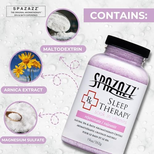 Spazazz Aromatherapy Salt Crystals 19oz – Sleep Therapy – Hot Tub & Bath Soak – Spazazz Hot Tub Crystals are Oil-Free & Safe for All Spas