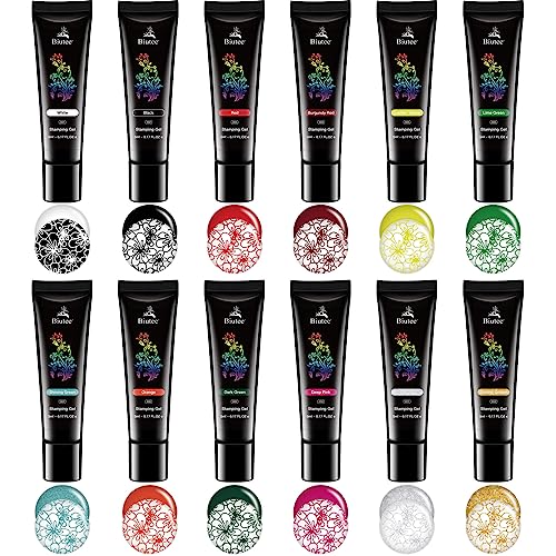 Biutee Nail Stamping Polish Gel 24 Colors 5ML UV LED Stamping Gel Nail Polish Special Printed for Nail Stamp Plate Stamper