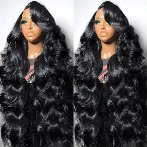 30 Inch 13x6 Lace Front Wigs Human Hair 200 Density Body Wave HD Lace Front Wigs Human Hair Pre Plucked with Baby Hair Natural Color Glueless Frontal Wig for Women 100% Brazilian Virgin Human Hair