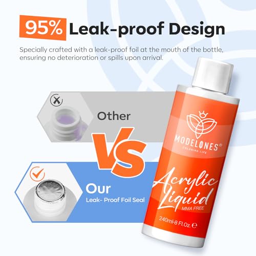 Modelones 8 oz Monomer - Professional Monomer Acrylic Nail Liquid - 240ml Acrylic Monomer Liquid for Acrylic Powder, Acrylic Nails Extension - MMA Free, Non-Yellowing