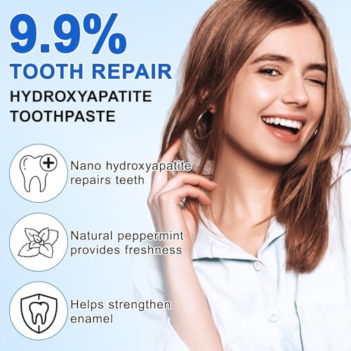 2Pack Hydroxyapatite Toothpaste, Fluoride Free Nano Hydroxyapatite Toothpaste, Help for Strengthening Enamel, Gentle Mint