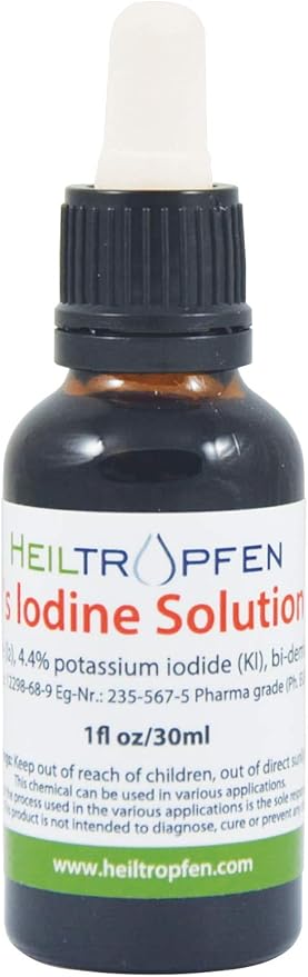 2.2% Lugol's Iodine Solution 1 Fl Oz - 30 ml | Pharmaceutical Grade Ingredients | Lugols Solution Made with Iodine and Potassium Iodide | Heiltropfen®