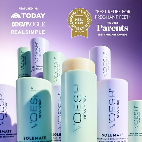 VOESH Heel Repair Duo, Solemate Heel Repair Balm & Moisturizing Heel Socks, Cracked Heel Stick Balm, Foot Care for Men & Women, at-Home Foot Care, Fuzzy Heel Socks, Toeless Spa Socks - Lavender