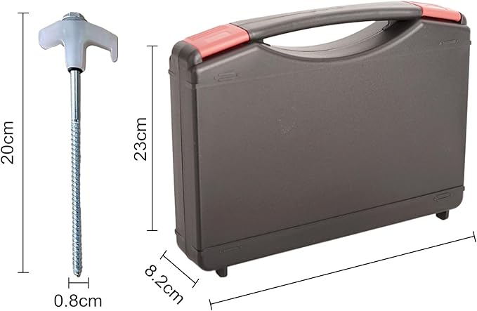 8" Screw in Tent Stakes - Ground Anchors Screw in, Screw in Tent Stakes Heavy Duty, Tent Pegs Camping Stakes, Metal Threaded Tent Spikes, Screw Tent Stakes with Hex Sleeves (12Pcs+Box White)