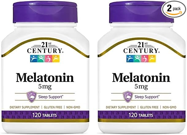 21st Century Melatonin 5 mg Tablets, 120 Count (Pack of 2)