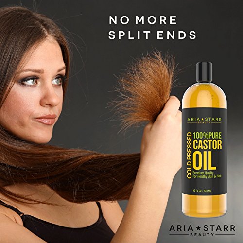 Aria Starr Castor Oil Cold Pressed - 16 FL OZ - 100% Pure Hair Oil For Hair Growth, Face, Skin Moisturizer, Scalp, Thicker Eyebrows And Eyelashes