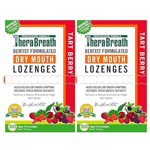 TheraBreath Dry Mouth Lozenges with ZINC, Tart Berry Flavor, 100 Count (Pack of 2)