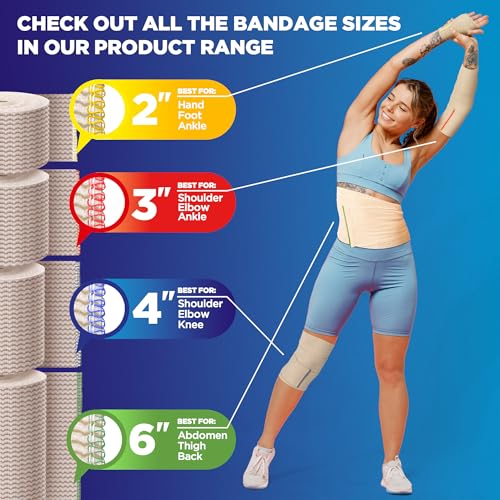 Premium Elastic Bandage Wrap – (2pk) – 4” Self-Closing Reusable Compression Bandage Wrap for Legs and Arms - Foot, Elbow, Knee Wrap