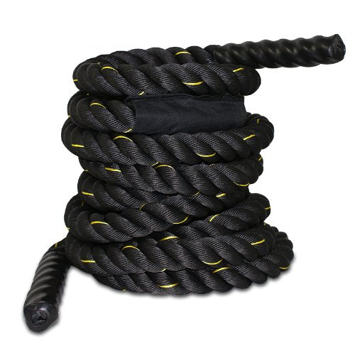 Smartxchoices Black Battle Rope 1.5''/2'' Width Exercise Training Workout Ropes 30/40/50 Ft Length Home Gyms Abdominal Muscle Biceps Abs Metabolic Fitness (1.5''*50ft)