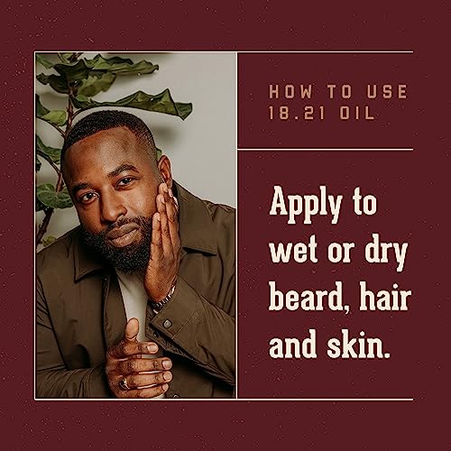 18.21 Man Made Hair, Skin & Beard Oil for Men, 4 Scents - Non-Greasy, Conditioning Balm with Castor Seed, Jojoba, and Argan Oils - Premium Tattoo and Mustache Care Products