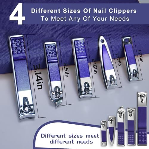 Manicure Set 30 in 1 Nail Clippers Set,Nail Manicure Kit for Women,RedFlow Toenail Clippers,Pedicure Kit,Pedicure Tools,Suitable for Travel Manicure Tools (Purple)