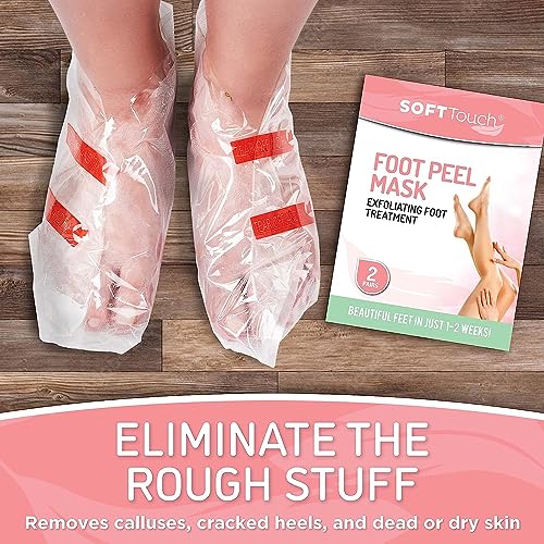 Dermora Soft Touch Foot Peel Mask - Pack of 2 Feet Peeling Masks for Dry, Cracked Heels & Calluses - Exfoliating Foot Mask Peel for Baby Soft Skin (Original)