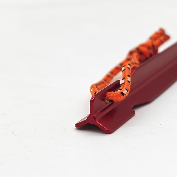 15Pack Tent Stakes, Lightweight Tent Stakes Heavy Duty, Metal Stakes with Pull Rope, 7075 Aluminum Tent Pegs for Backpacking, Durable Camping Tent Accessories, Red